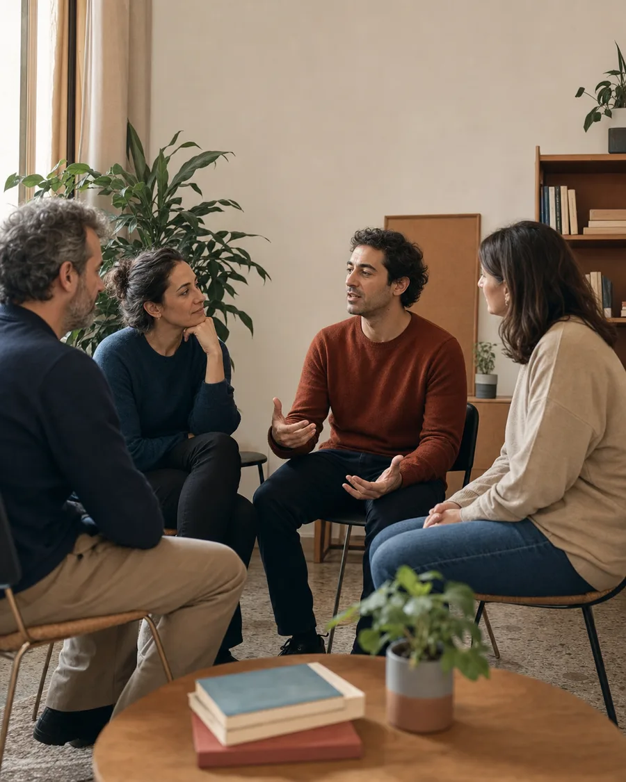 Il gruppo di coordinamento e alcune persone della community durante un incontro di formazione